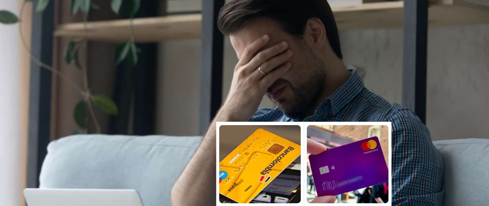 Fotos de estafado y de Bancolombia y Nubank, en nota de qué es carding, amenaza a clientes de Bancolombia, Nu, Pibank y más en Colombia