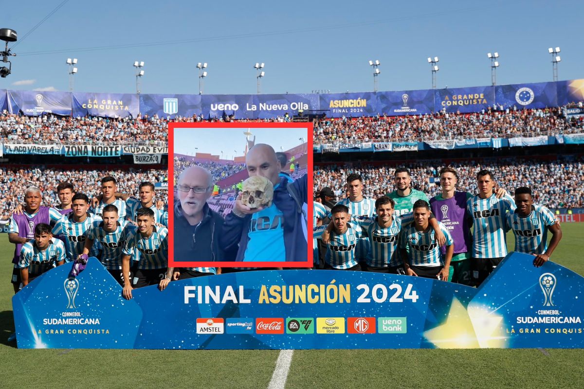 Hincha de Racing entró a final de Copa Sudamericana vs. Cruzeiro cráneo de abuelo