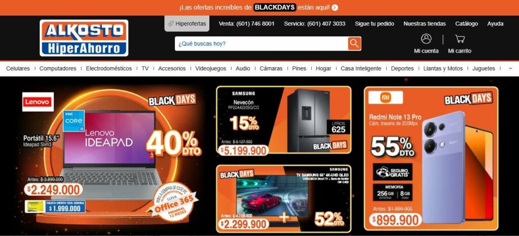 Promociones de Alkosto por Black Friday en 2024./ Alkosto