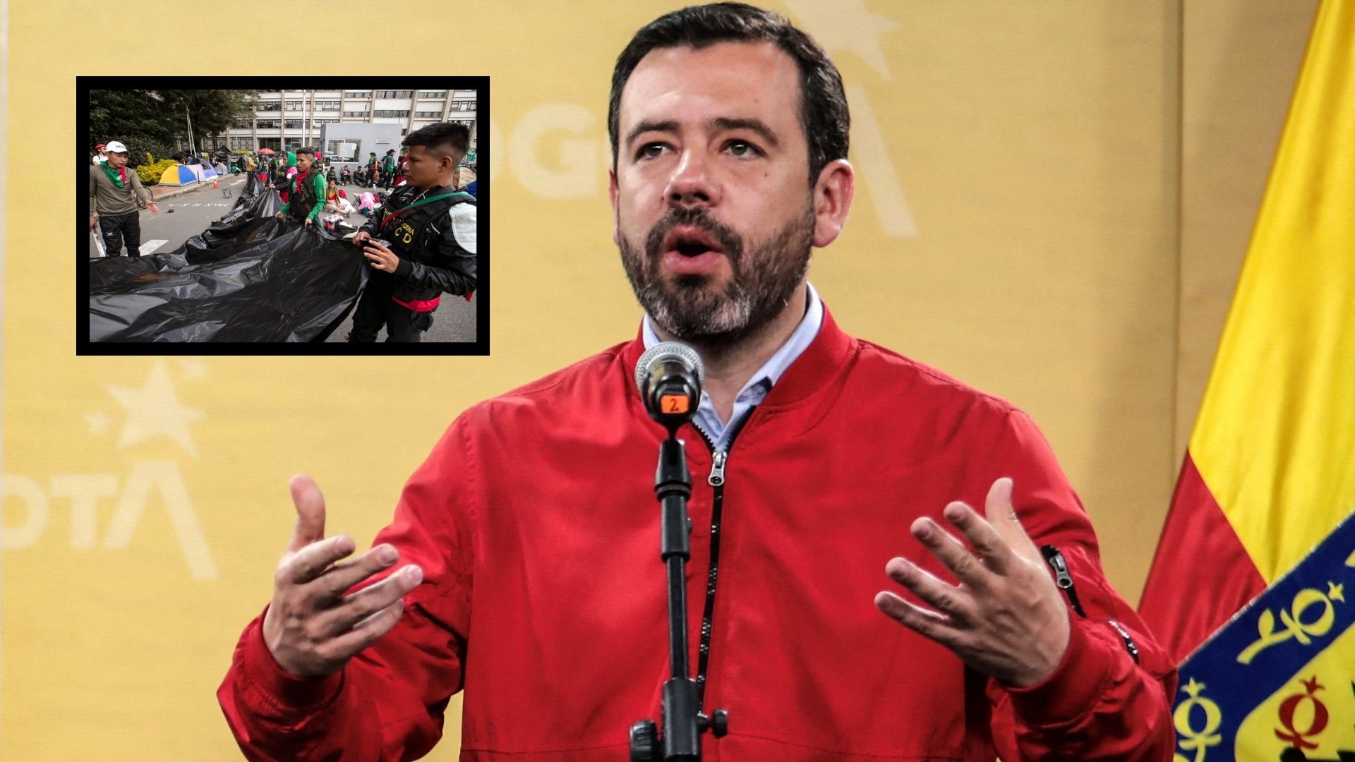 Alcalde de Bogotá, Carlos Fernando Galán, responsabiliza al Gobierno Petro por los indígenas que se encuentran en la capital.