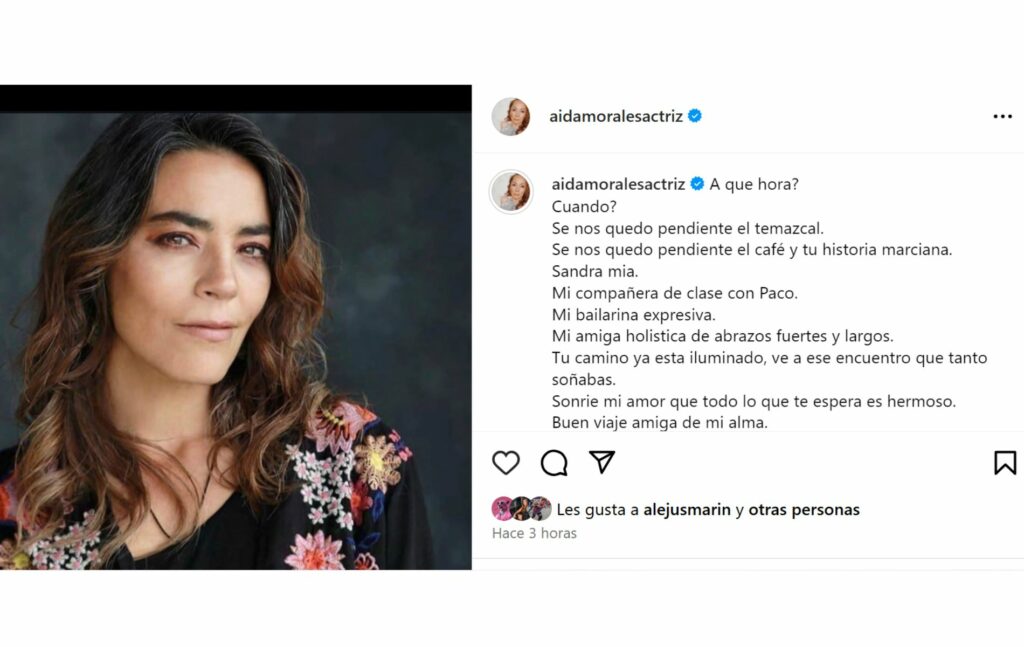 Actriz le rindió homenaje a Sandra Reyes y dice qué anhelaba después de morir. Foto: Instagram.