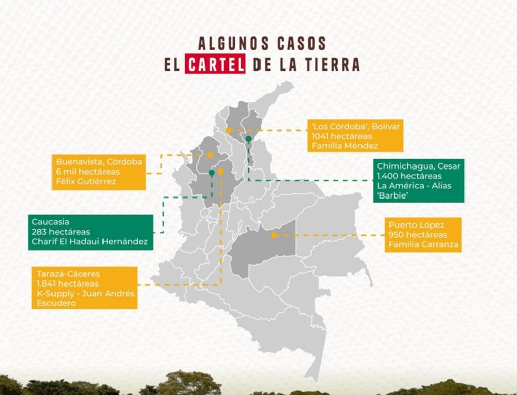 Mapa de casos del 'cartel de la tierra' / ANT