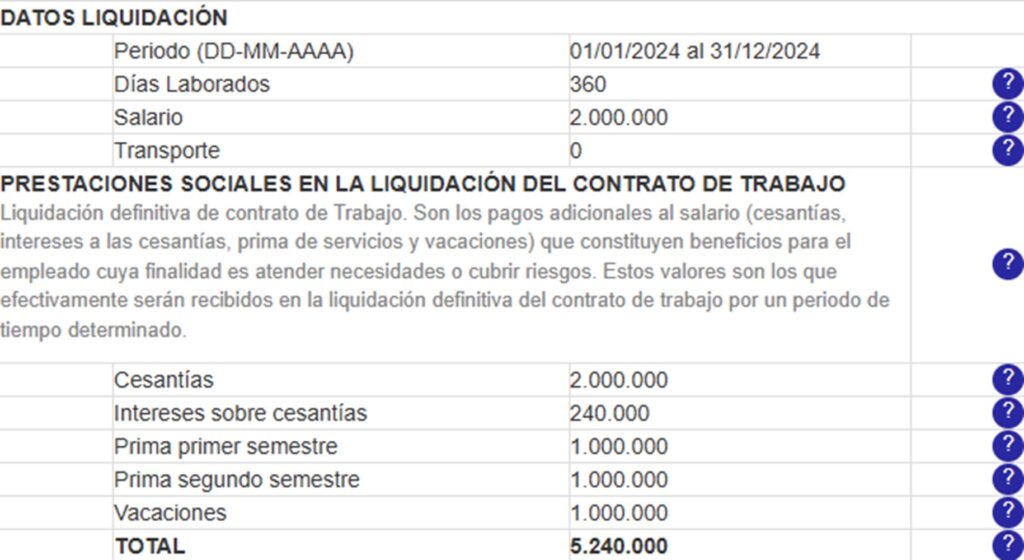 Liquidación de un trabajador.
