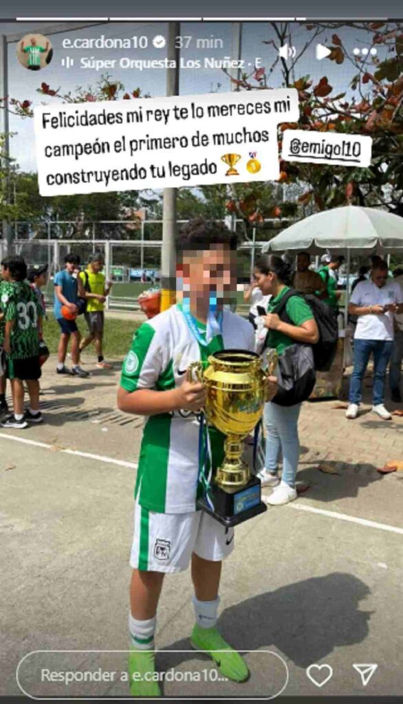 Mensaje de Edwin Cardona para su hijo Emiliano. / Instagram @e.cardona10