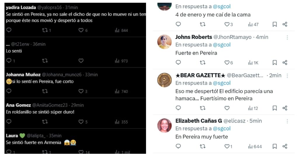 Reacciones al sismo de magnitud 4.3 en Valle del Cauca / captura de pantalla de X