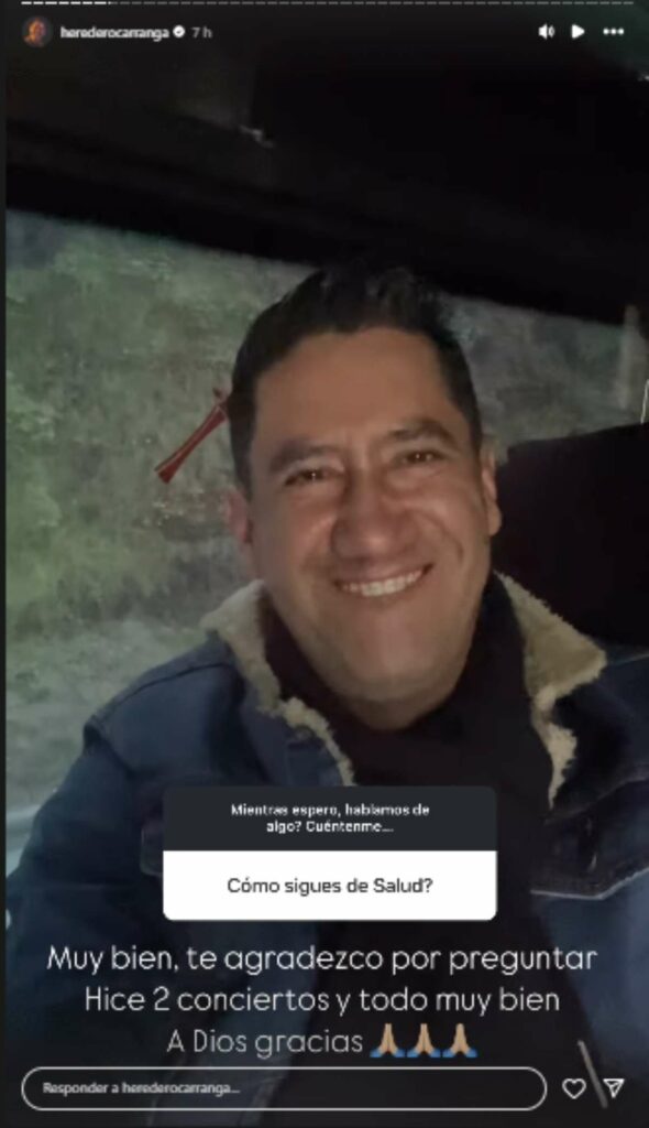 'Heredero' respondió cómo sigue de salud./ Instagram @herederocarranga