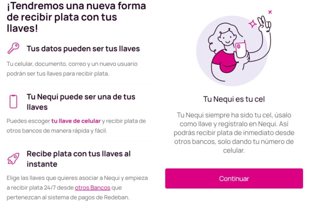 Aviso de Nequi sobre nuevas llaves para transferencias. Foto: captura aplicación