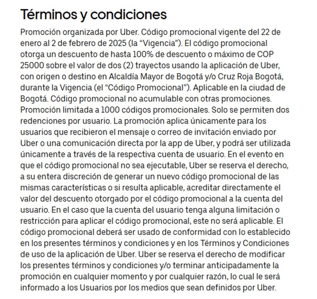 Mensaje de Uber.