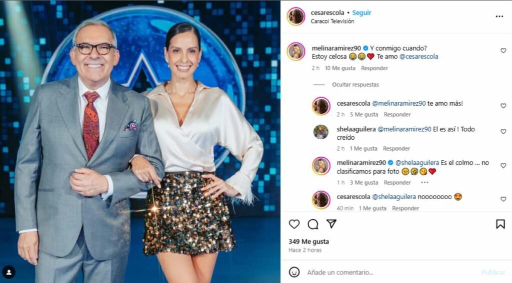 Mensajes entre Melina Ramírez y César Escola afuera de 'Yo me llamo' 2025. / Instagram @cesarescola