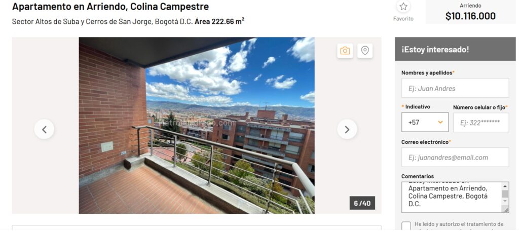 Arriendo más costoso en Colina.