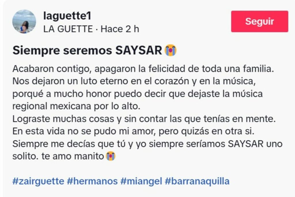 Hermana de Záir Guette, cantante de Factor X asesinado, dio desgarrador mensaje / Foto redes sociales