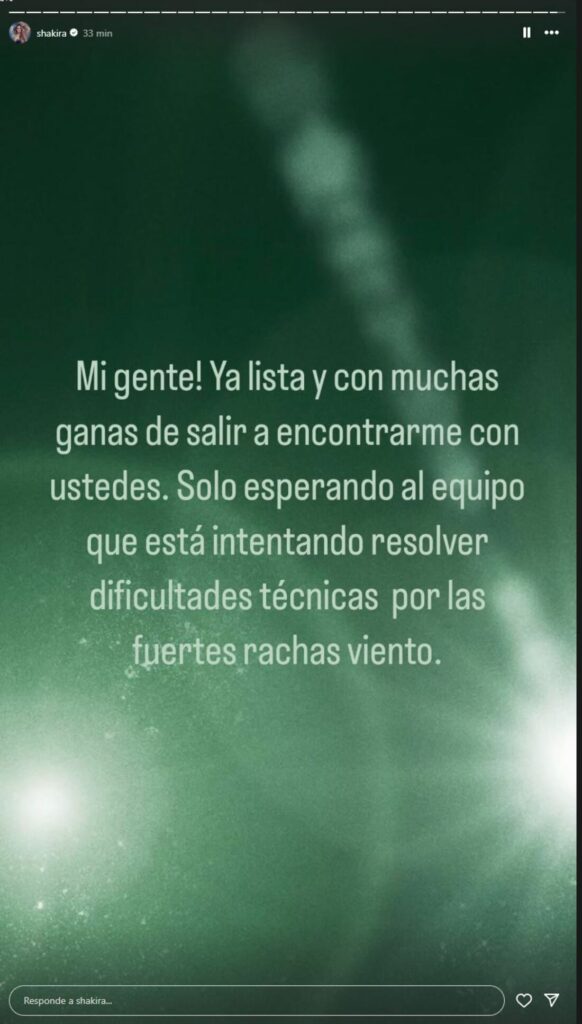 Comunicado de Shakira, por retrasos en el concierto de Barranquilla este viernes 21 de febrero | Instagram Shakira