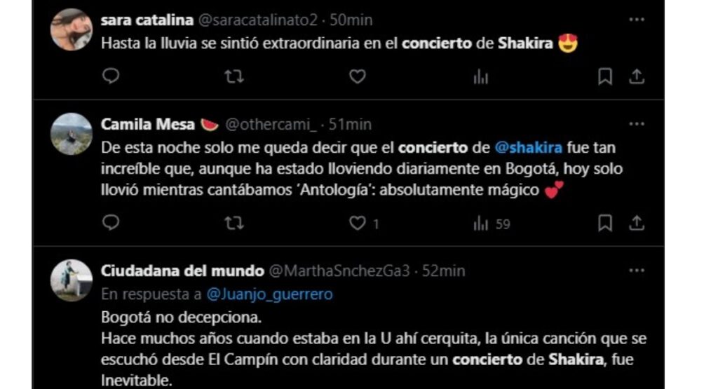 Reacciones de asistentes a concierto de Shakira en Bogotá / Captura de pantalla