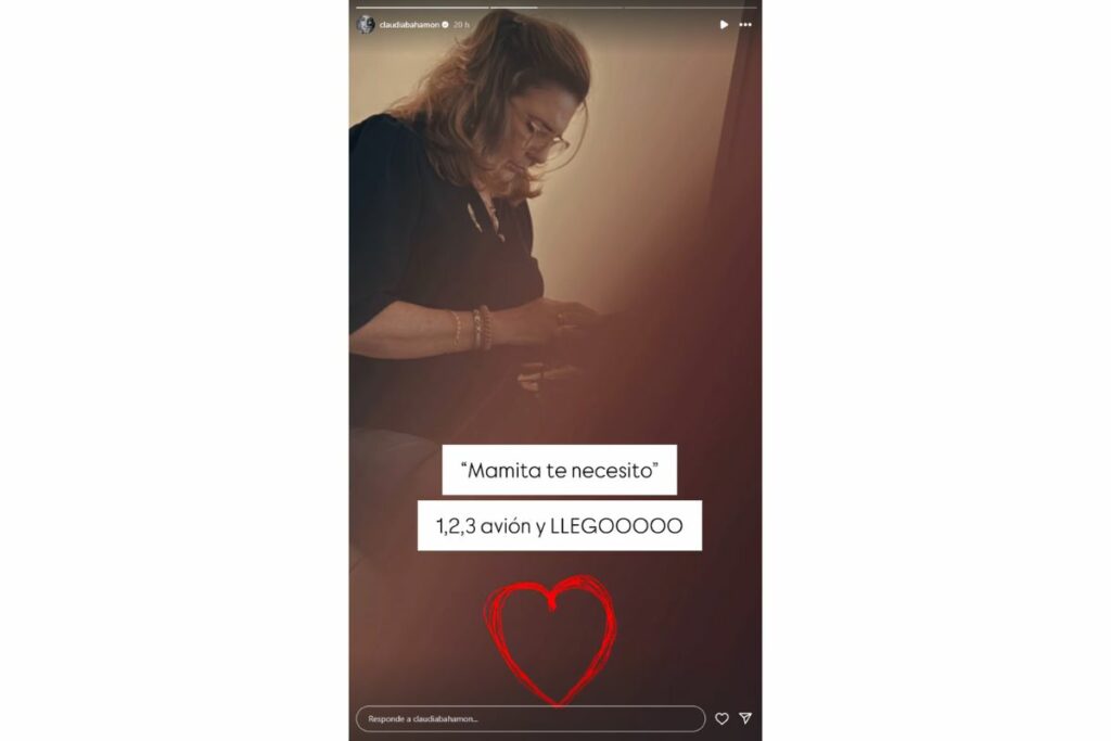 Claudia Bahamón pide ayuda a su mamá para cuidarla en quebranto de salud / captura de pantalla instagram @claudiabahamon