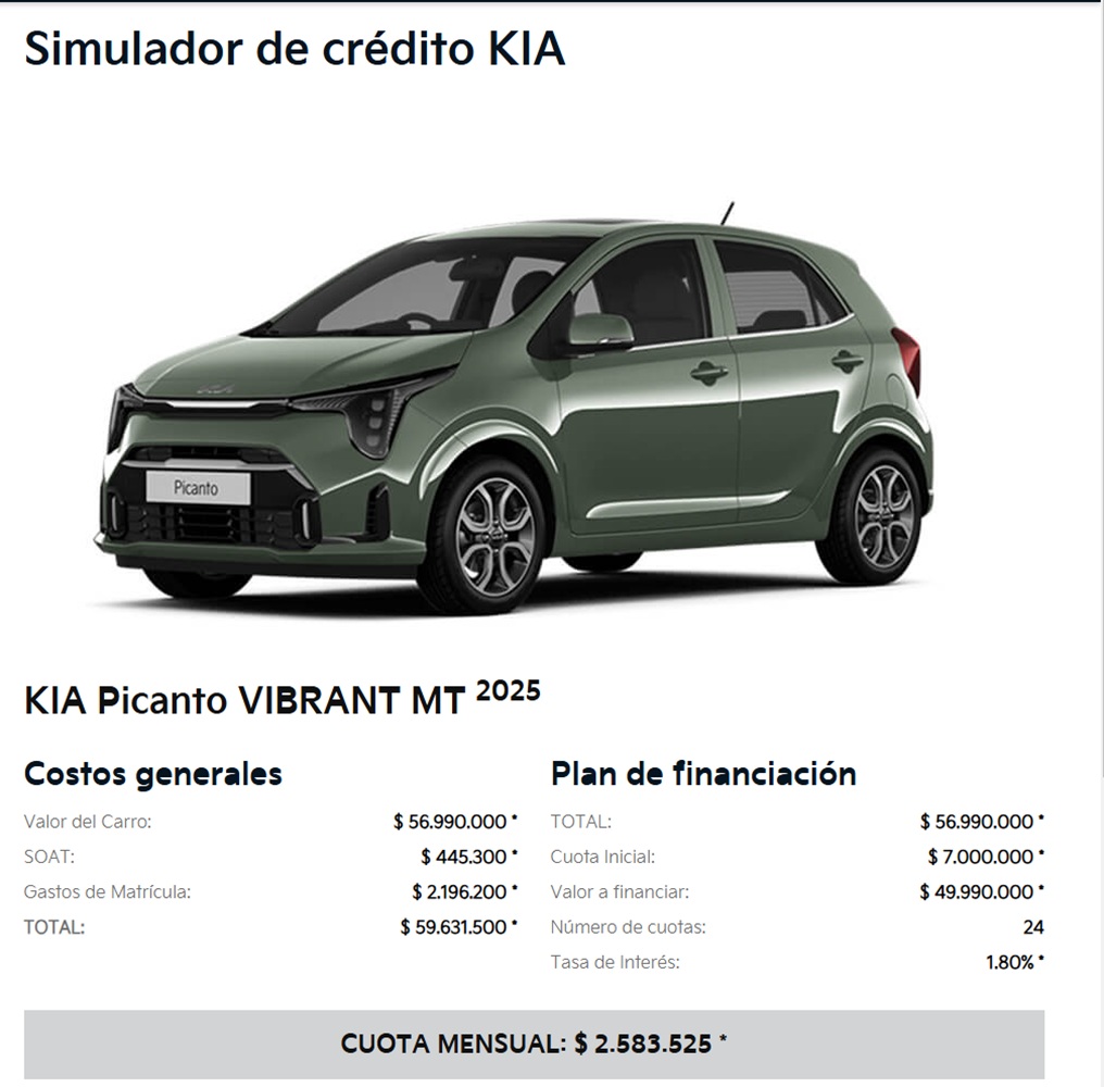 Préstamo de un Kia Picanto.