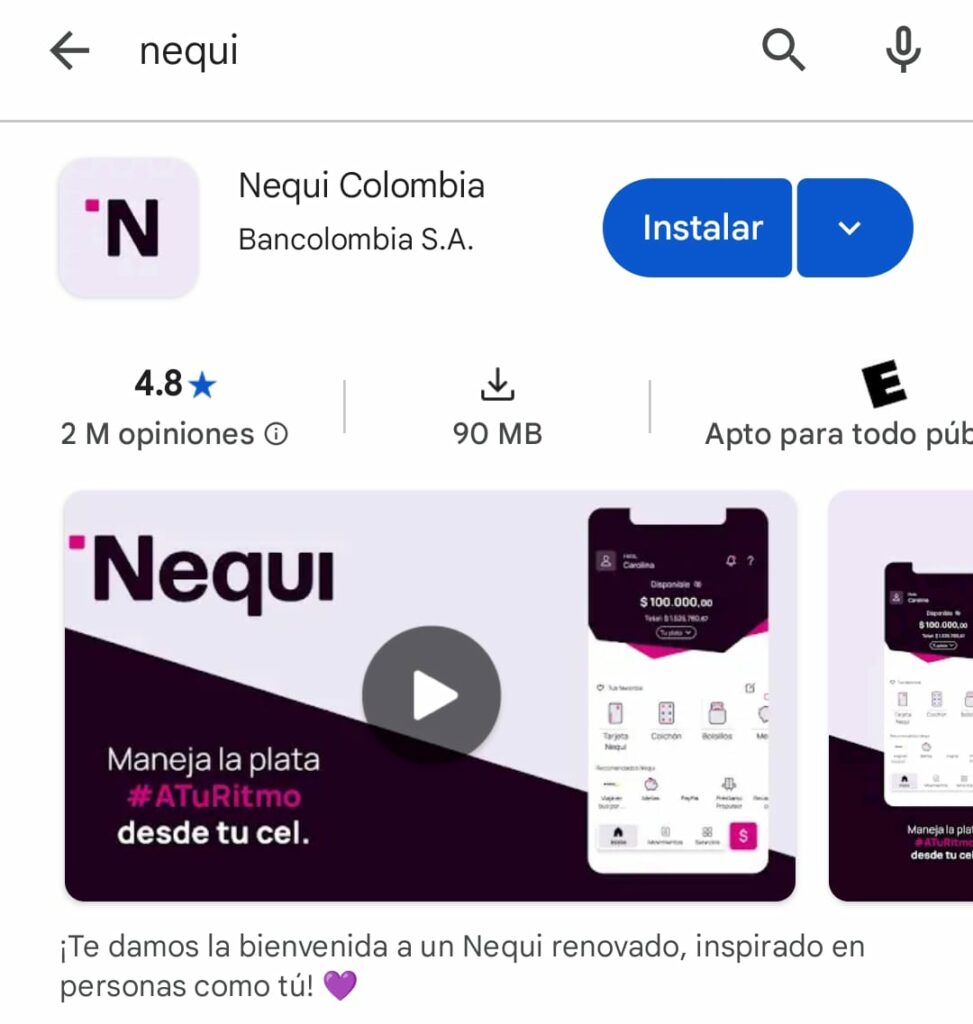 ¿Cómo descargar Nequi? / Captura de pantalla Play Store
