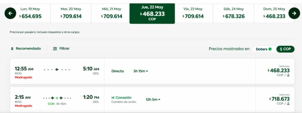Tiquete de Bogotá a Guadalajara en Viva Aerobus./ Viva Aerobus