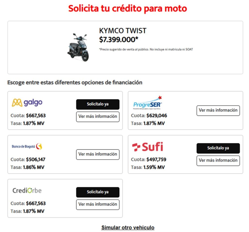 Créditos de motos.