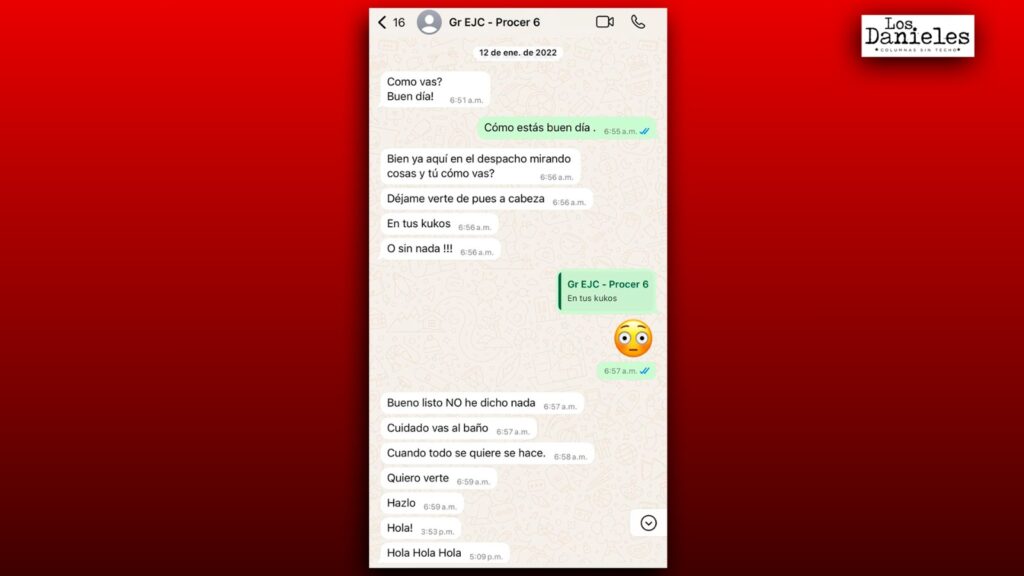 Chats de Zapateiro a la esposa del coronel Esparza. Foto: Cambio.