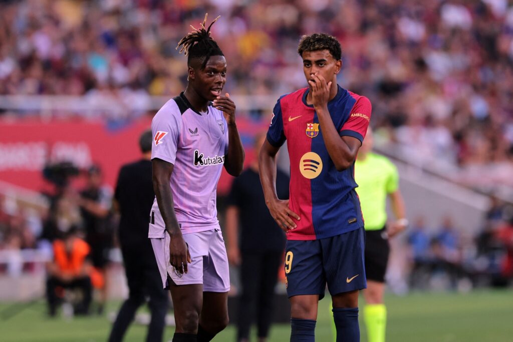 Nico Williams y Lamine Yamal. / AFP