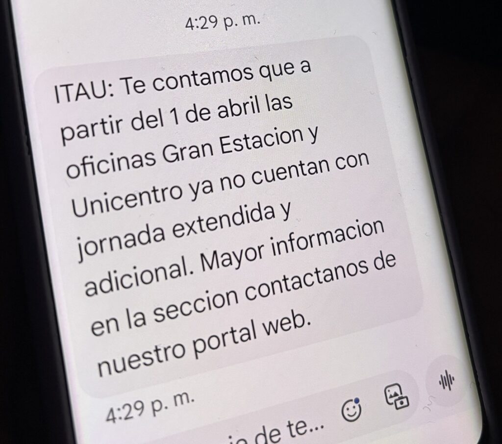 Mensaje de Itaú.