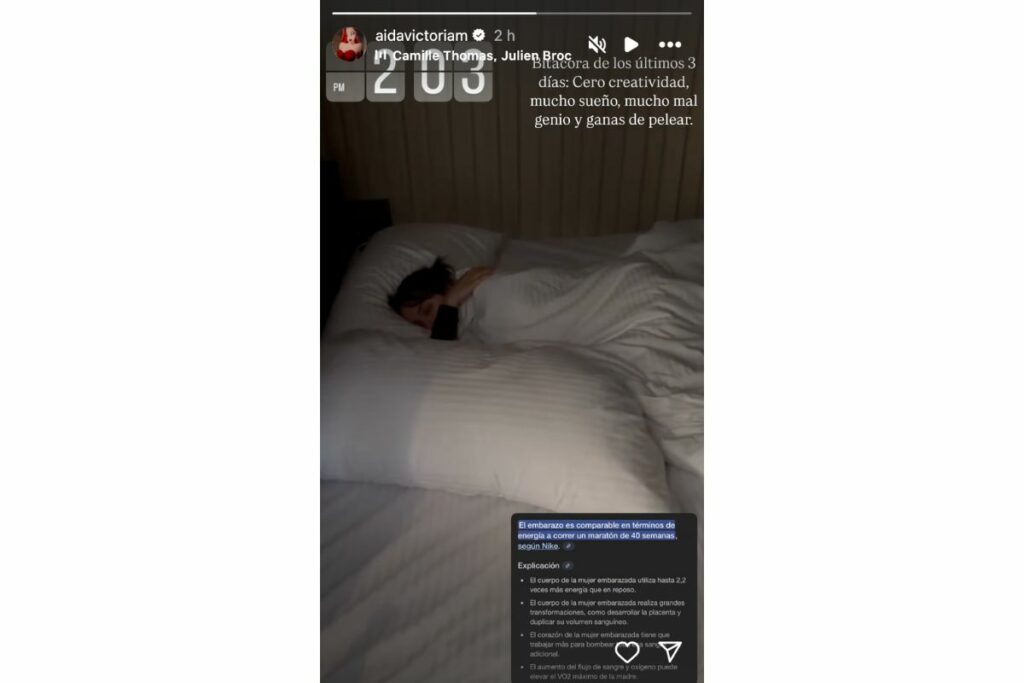 Aída Victoria Merlano durmiendo / Instagram: @aidavictoriam