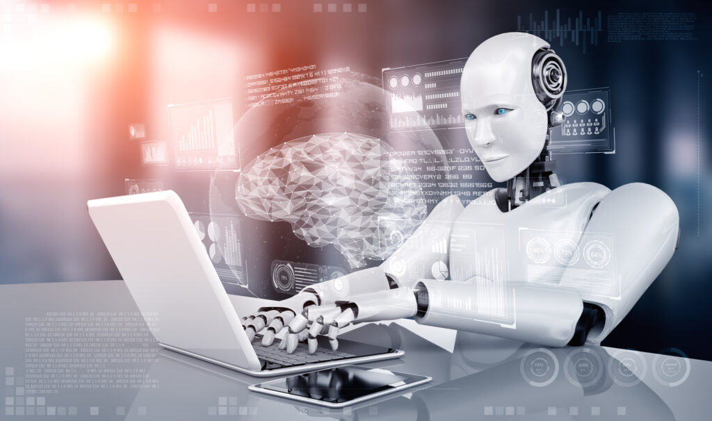 Robot humanoide utiliza portátil / Getty