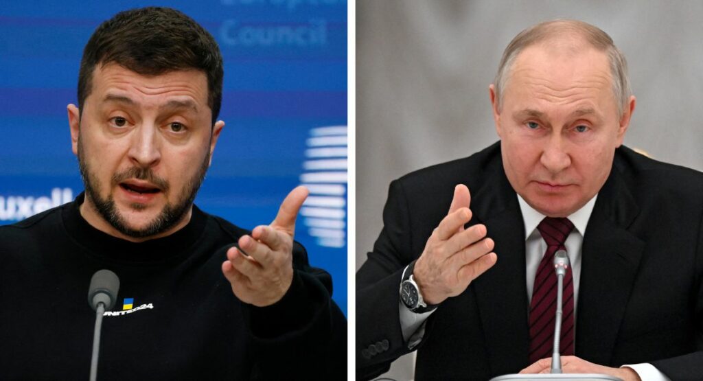 Volodímir Zelenski y Vladímir Putin / AFP