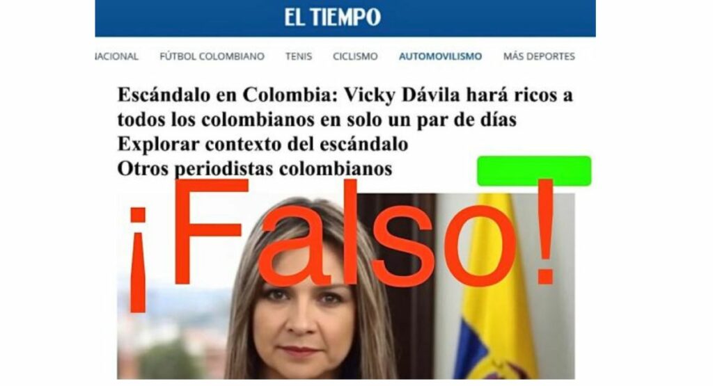 Así se ve la estafa / Tomada de página web El Tiempo