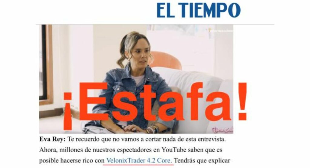 Así se ve la estafa / Tomada de página web El Tiempo