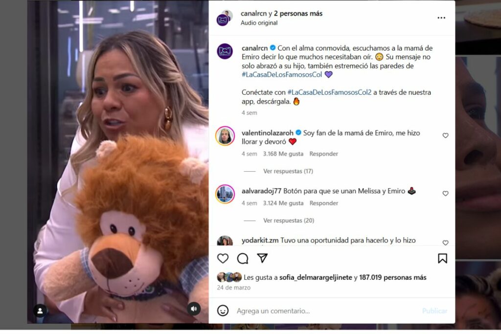 Fabiola, mamá de Emiro / Instagram: @lacasadelosfamososcolombia1