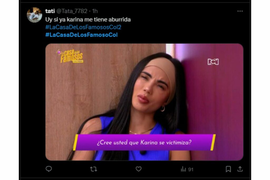 Karina García en 'La casa de los famosos' / Twitter: @tata_7782