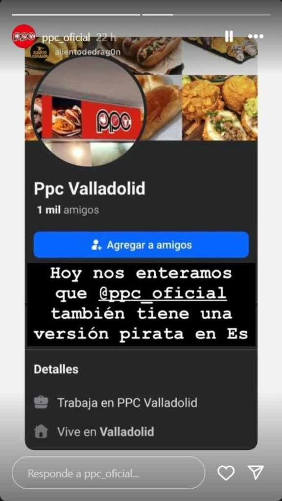 Denuncia de PPC en España / Instagram: @ppc_oficial