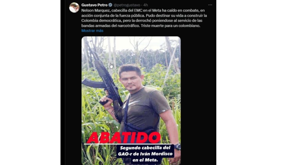 Captura de pantalla del trino de Gustavo Petro / X: @petrogustavo