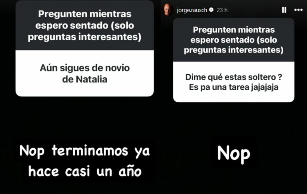 Respuesta de Jorge Rausch a sus seguidores. / Instagram.