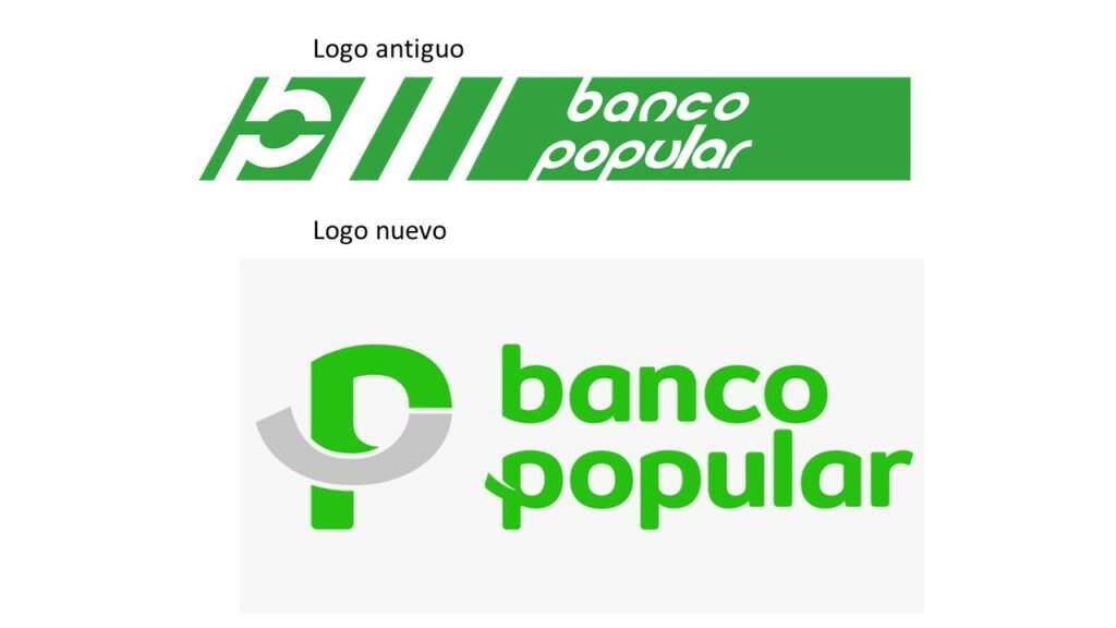 Logo nuevo y antiguo del Banco Popular. Pulzo