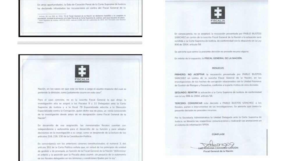 Documentos de Fiscalía sobre coso de Sandra Ortiz / Blu Radio