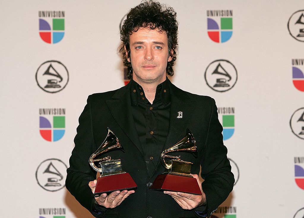 NEW YORK - NOVEMBER 02:  Gustavo Cerati poses with his awards for "Best Rock Solo Vocal Album" and "Best Rock Song" in the press room at the 7th Annual Latin Grammy Awards at Madison Square Garden November 2, 2006 in New York City.  (Photo by Bryan Bedder/Getty Images)