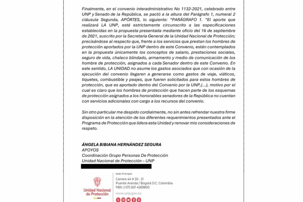 Esta es la carta con la que la UNP le negó más escoltas a Miguel Uribe / El Colombiano