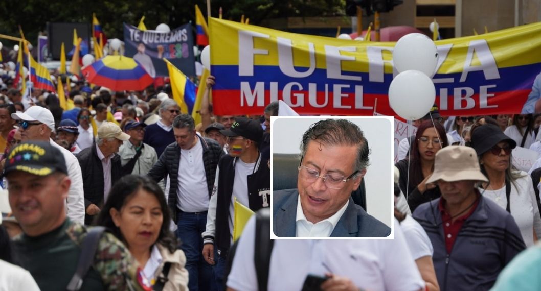 Foto de marcha contra el silencio y de Gustavo Petro, en nota de pulla contra Petro en marcha de silencio en Bogotá por tren volador en Colombia