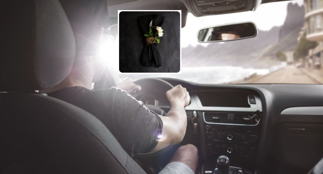 Foto de conductor y luto, en nota sobre cuánto tiempo puede estar un carro a nombre de un muerto en Colombia