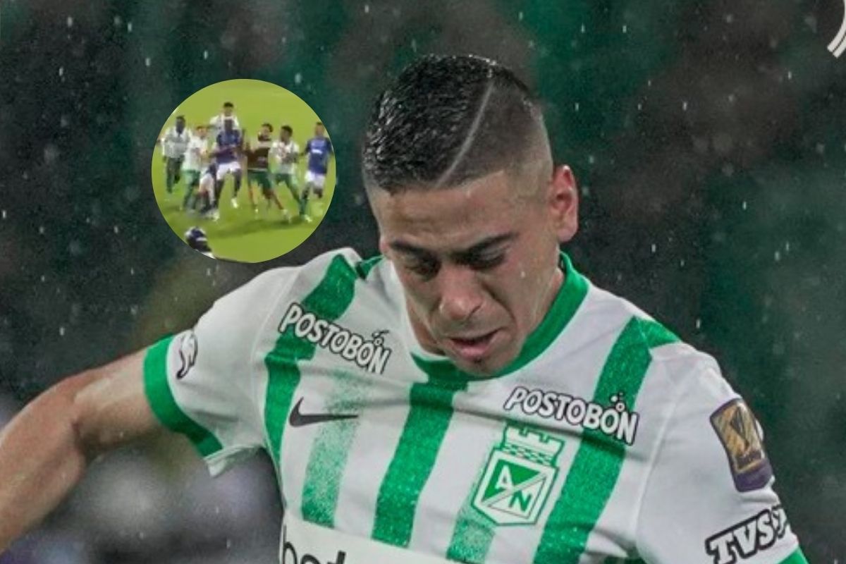 Agresión de Cándido a Giordana en partido de Millonarios vs. Nacional.