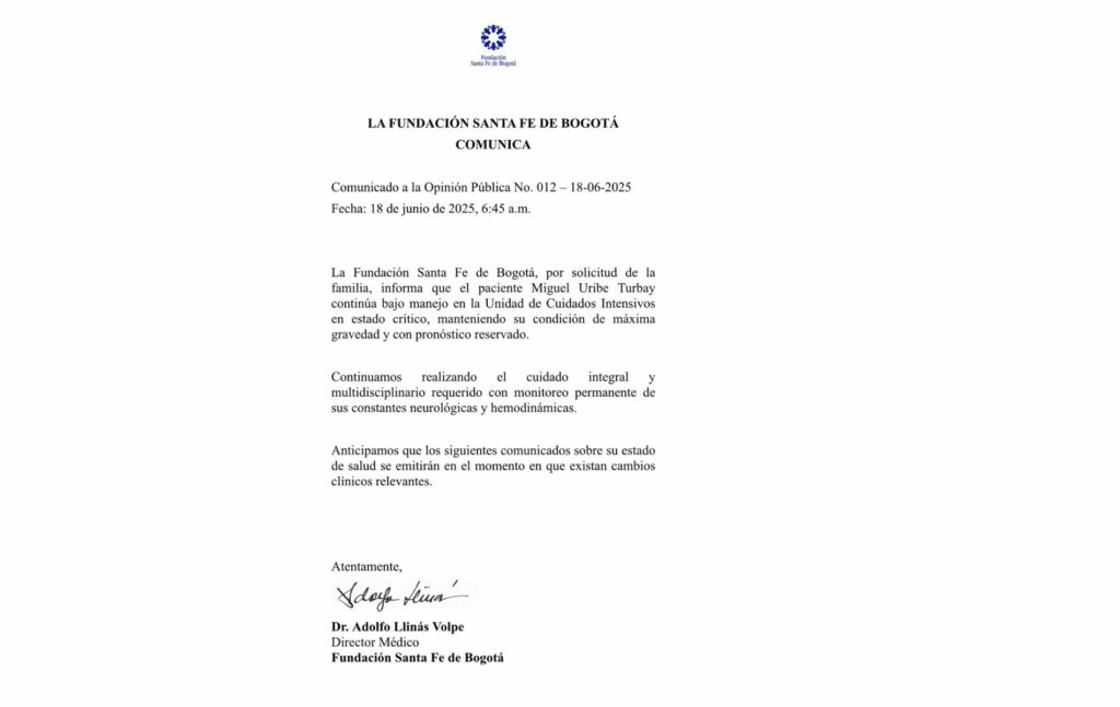 Comunicado 12 de la Fundación Santa Fe