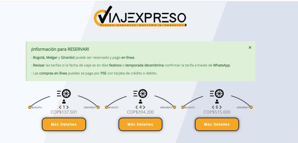 Precios de taxis de Bogotá a Girardot en 2025 / Viaje Expreso