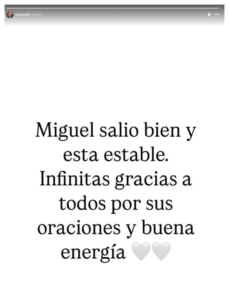 Mensaje de esposa de Miguel Uribe / Instagram @maclaudiat