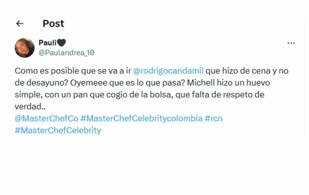 Críticas a 'Masterchef' por salida de Rodrigo Candamil.