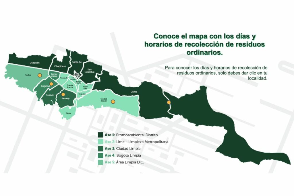 Mapa prestadores basuras Bogotá / UAESP