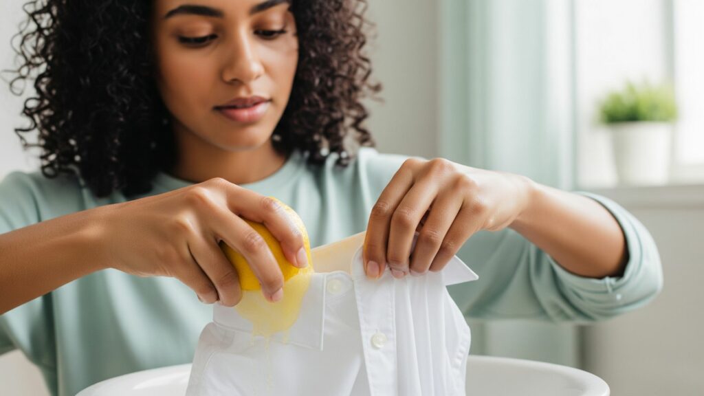 Mujer lavando una camisa / Gemini IA