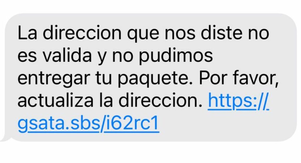 Mensaje de texto con estafa
