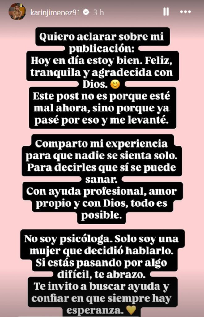 Captura de pantalla de Instagram: karinjimenez91